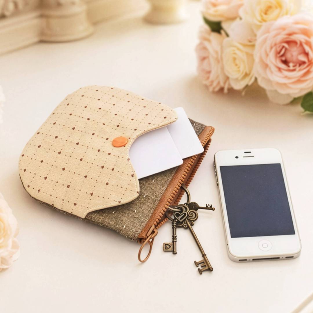 先染布貓咪雙層零錢包 使用情境照